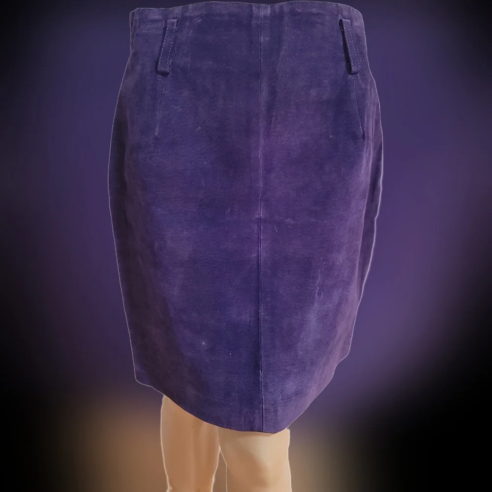 Vintage Express Purple Suede Skirt - Picture 1 of 12